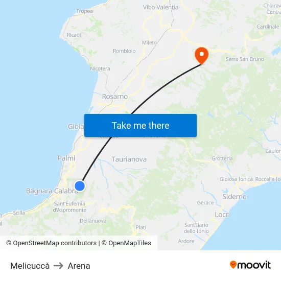 Melicuccà to Arena map