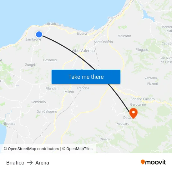 Briatico to Arena map