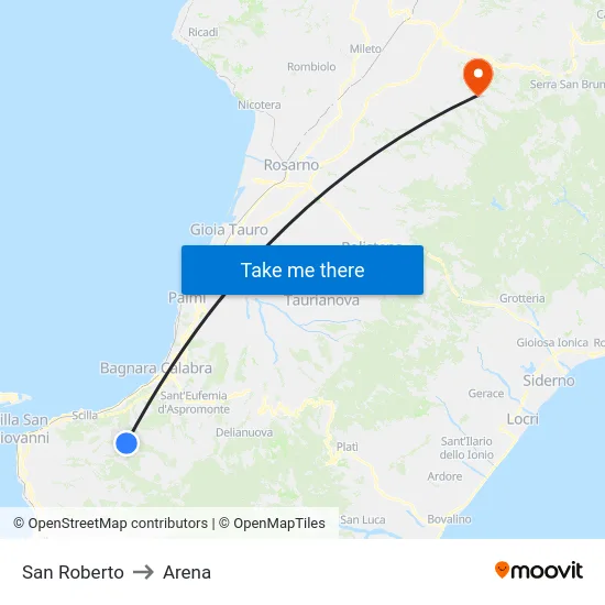 San Roberto to Arena map