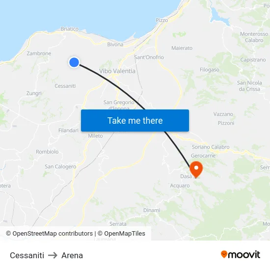 Cessaniti to Arena map