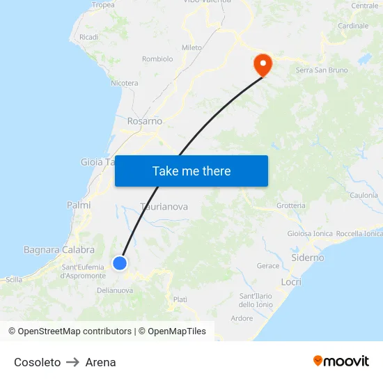 Cosoleto to Arena map