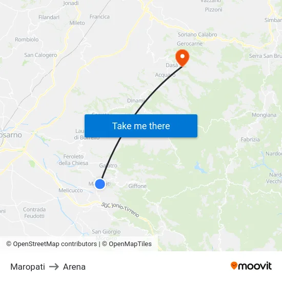 Maropati to Arena map