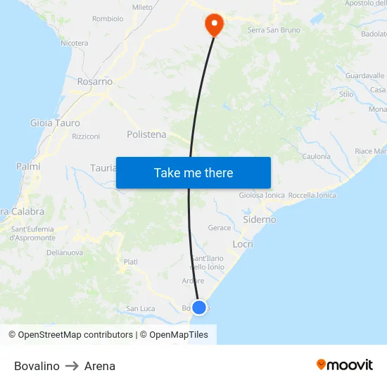 Bovalino to Arena map
