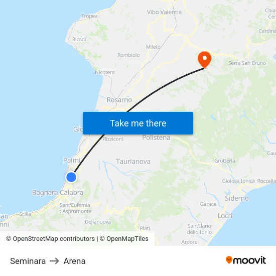 Seminara to Arena map