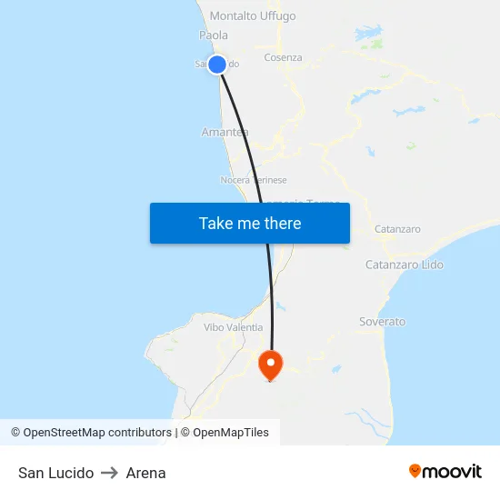 San Lucido to Arena map