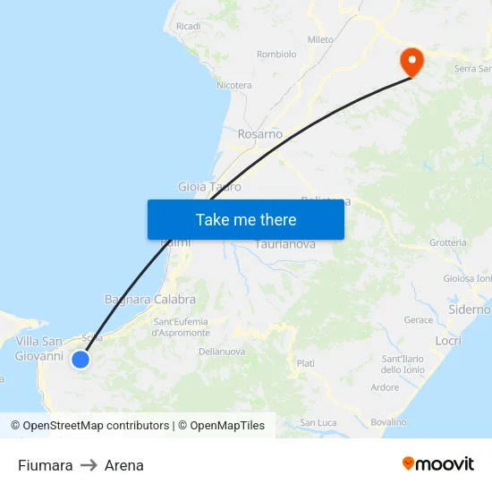 Fiumara to Arena map