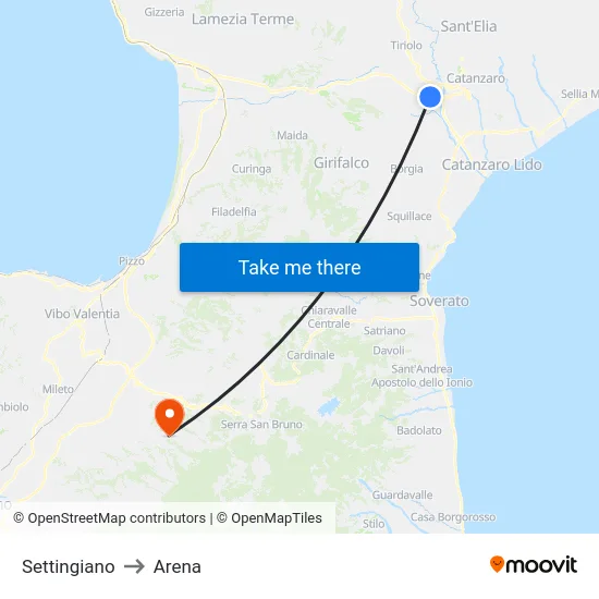 Settingiano to Arena map