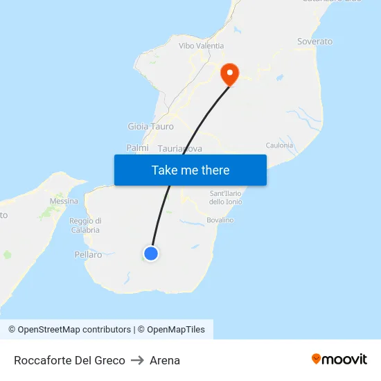 Roccaforte Del Greco to Arena map