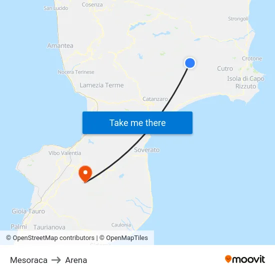 Mesoraca to Arena map