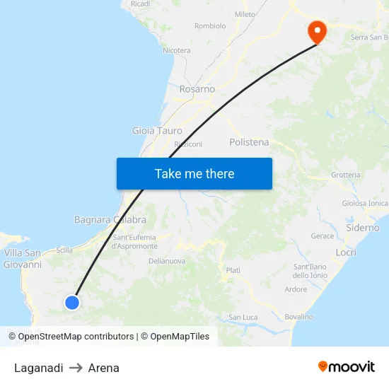 Laganadi to Arena map