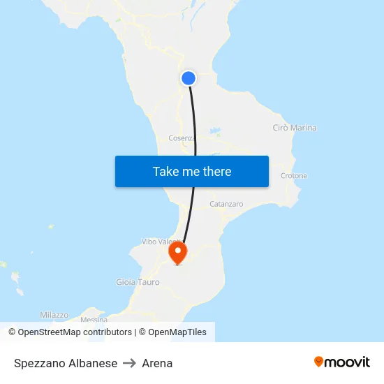 Spezzano Albanese to Arena map