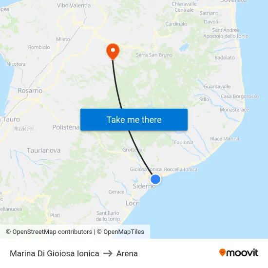 Marina Di Gioiosa Ionica to Arena map