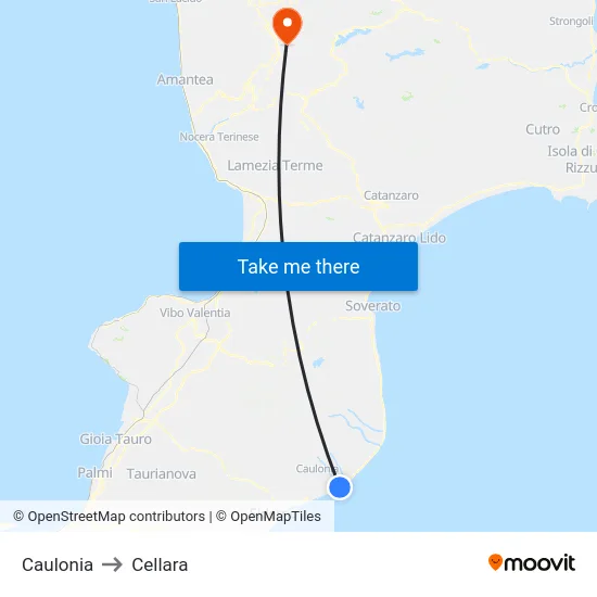 Caulonia to Cellara map