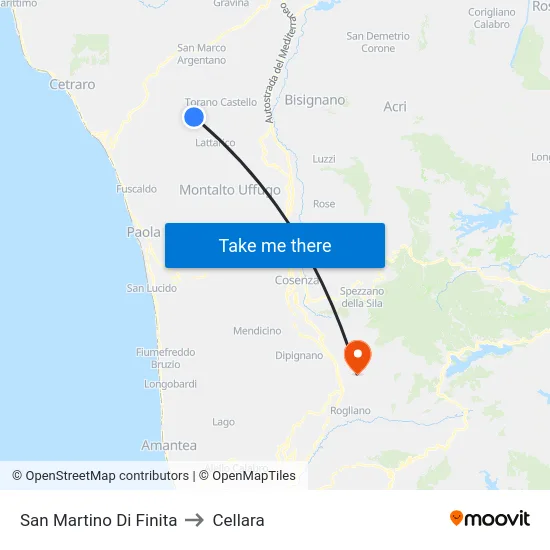 San Martino Di Finita to Cellara map