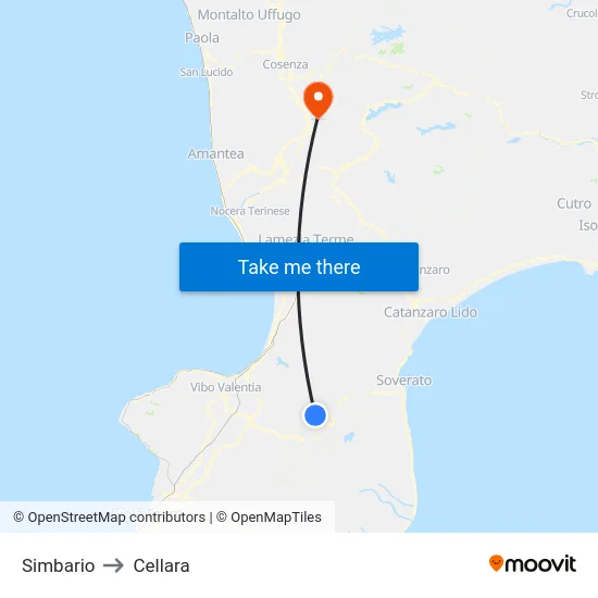 Simbario to Cellara map