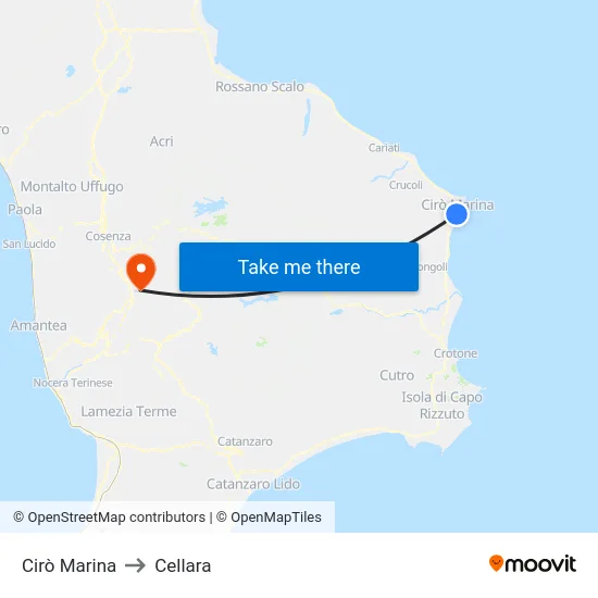 Cirò Marina to Cellara map