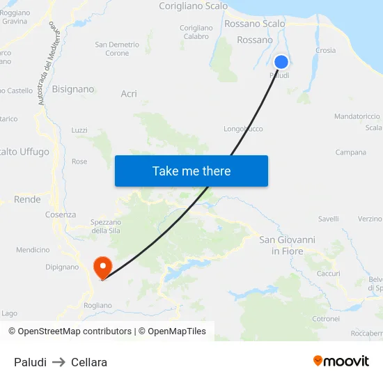 Paludi to Cellara map