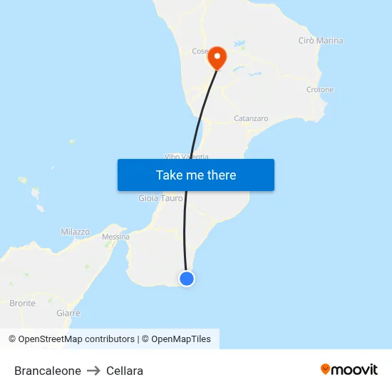 Brancaleone to Cellara map