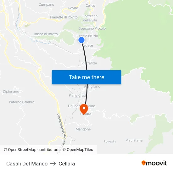 Casali Del Manco to Cellara map