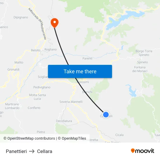 Panettieri to Cellara map