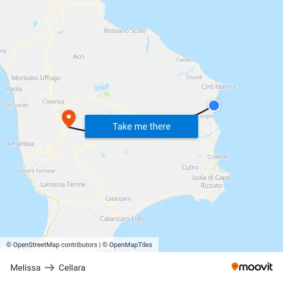 Melissa to Cellara map