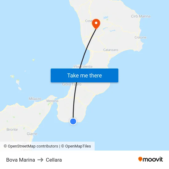 Bova Marina to Cellara map