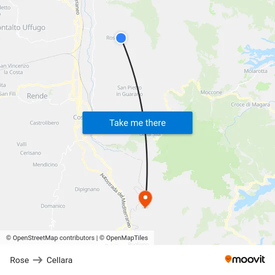 Rose to Cellara map