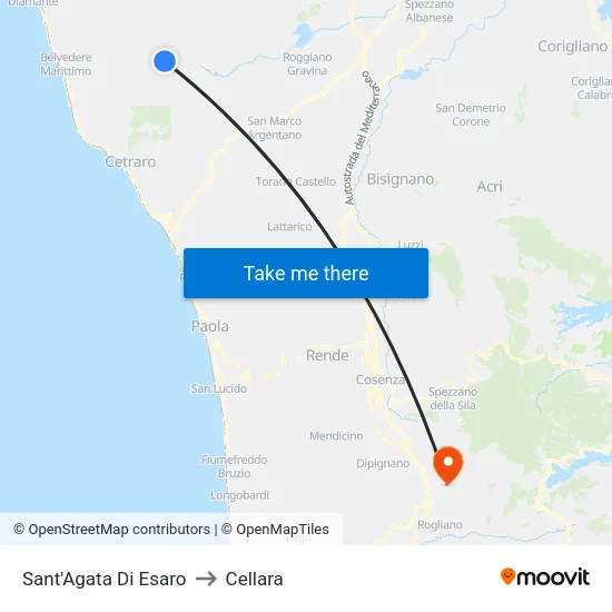 Sant'Agata Di Esaro to Cellara map