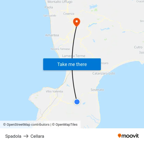 Spadola to Cellara map