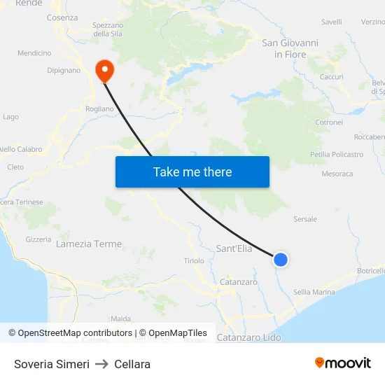 Soveria Simeri to Cellara map