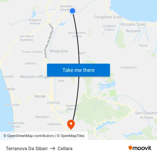 Terranova Da Sibari to Cellara map