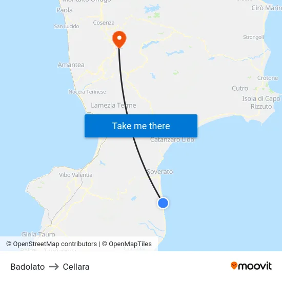 Badolato to Cellara map