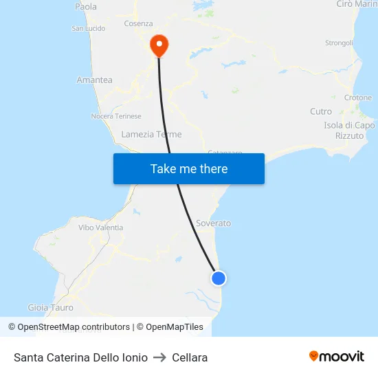 Santa Caterina Dello Ionio to Cellara map