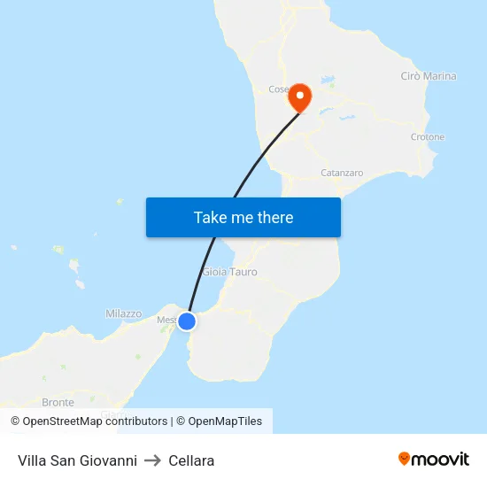 Villa San Giovanni to Cellara map