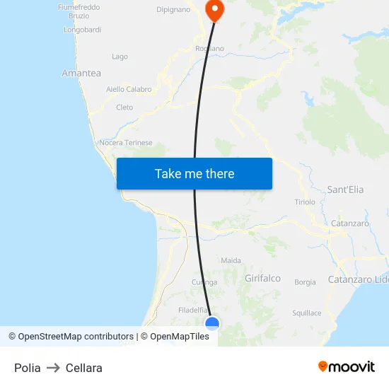 Polia to Cellara map