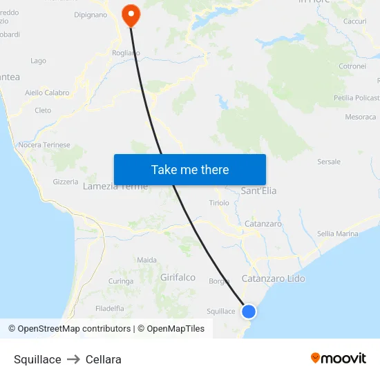 Squillace to Cellara map