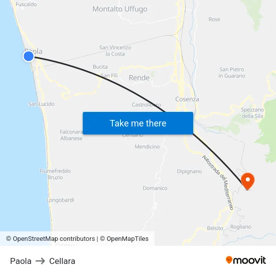 Paola to Cellara map