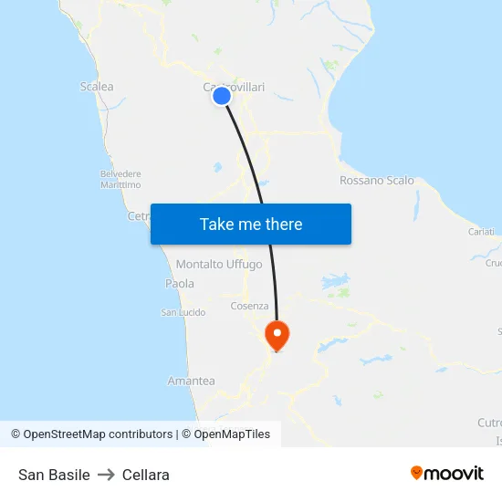 San Basile to Cellara map
