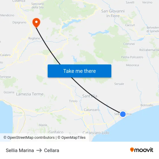 Sellia Marina to Cellara map