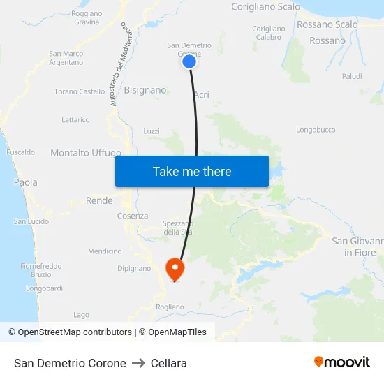 San Demetrio Corone to Cellara map