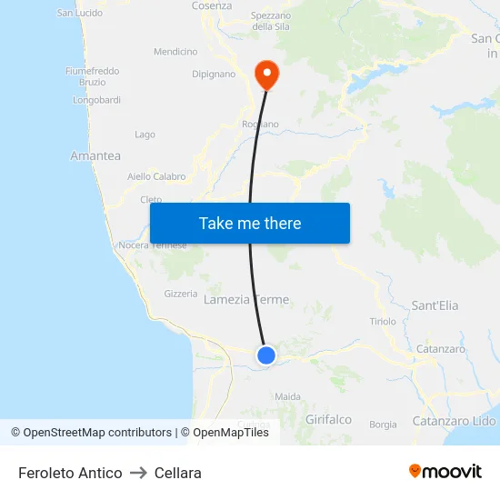 Feroleto Antico to Cellara map