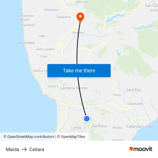 Maida to Cellara map
