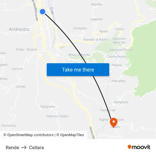 Rende to Cellara map