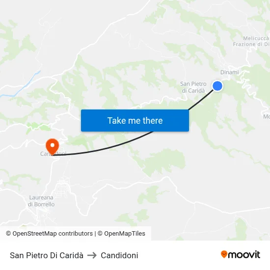 San Pietro Di Caridà to Candidoni map