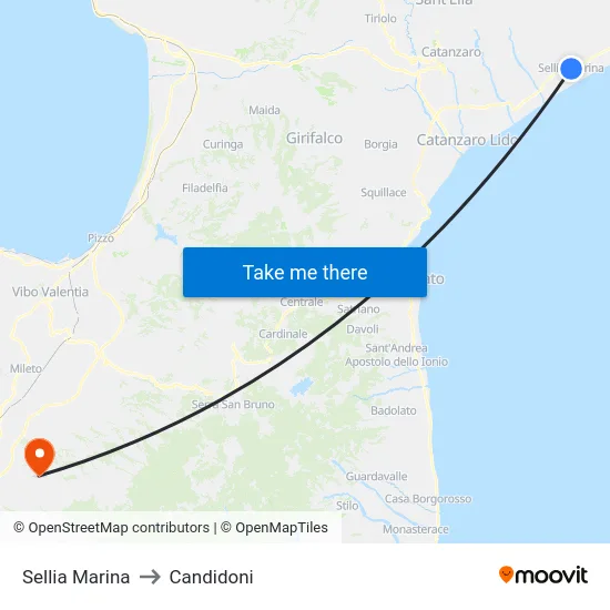 Sellia Marina to Candidoni map