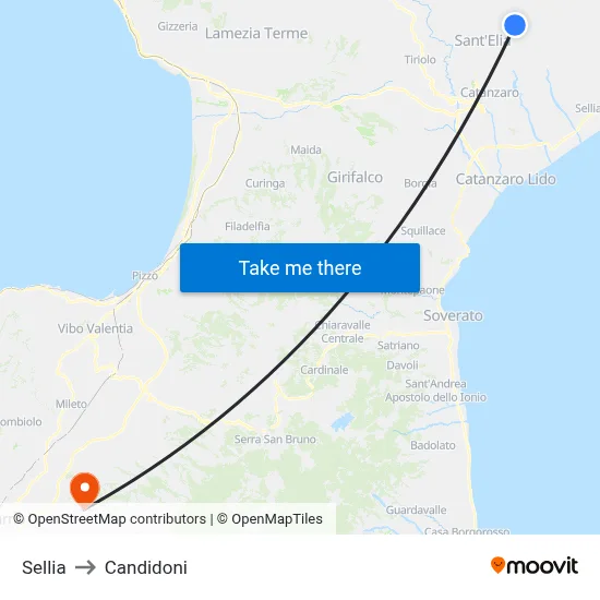 Sellia to Candidoni map