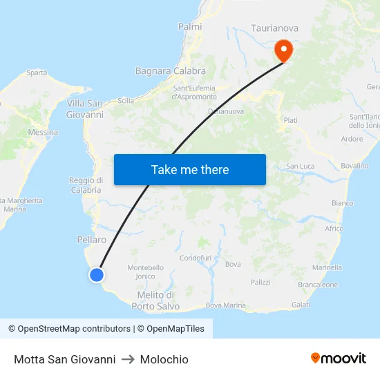 Motta San Giovanni to Molochio map