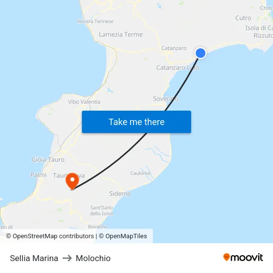 Sellia Marina to Molochio map