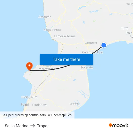 Sellia Marina to Tropea map