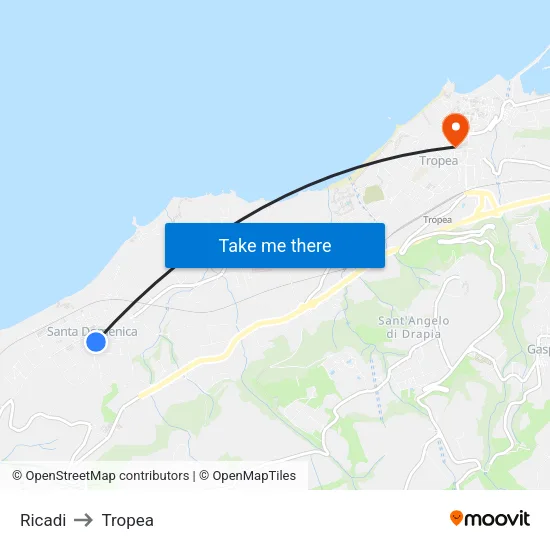 Ricadi to Tropea map